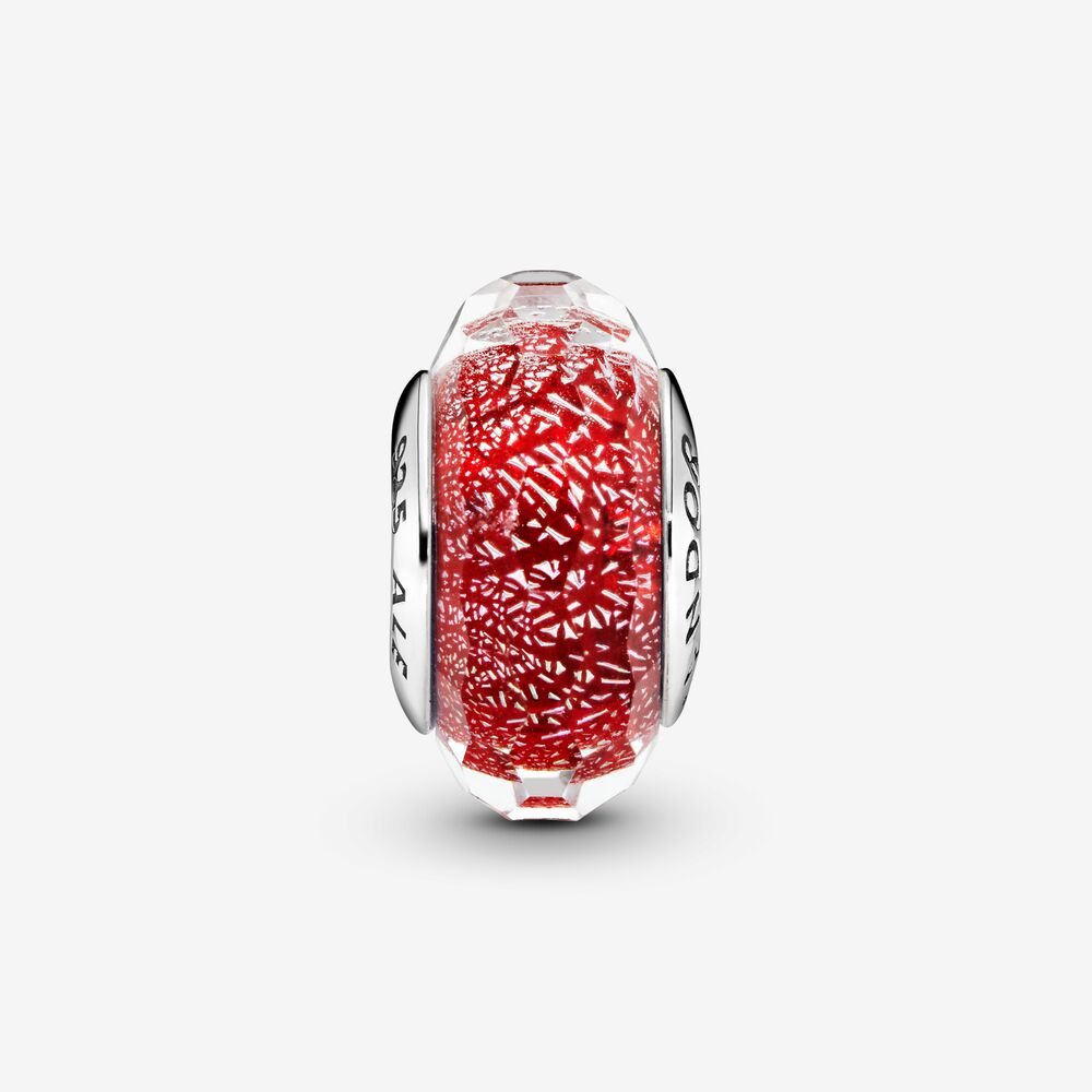 Faceted Red Murano Glass Charm1