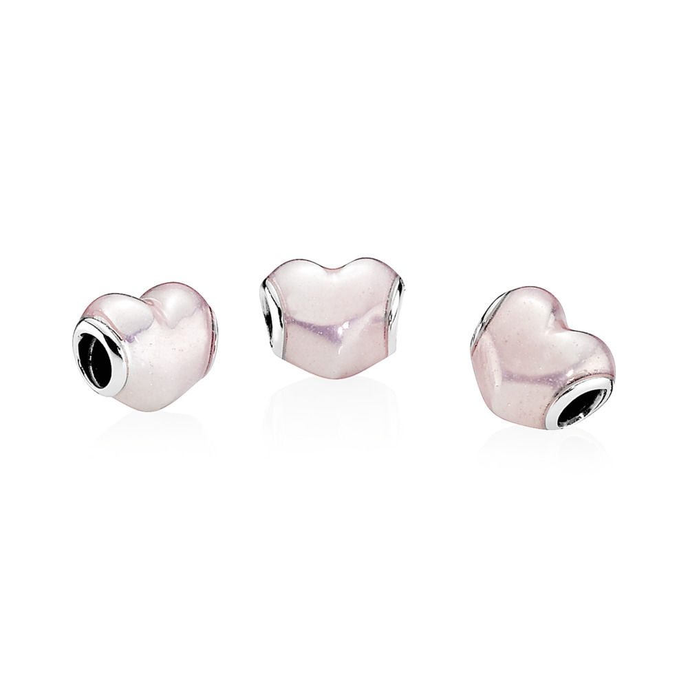 PANDORA Glittering Soft Pink Enamel Heart Charm 791886EN113