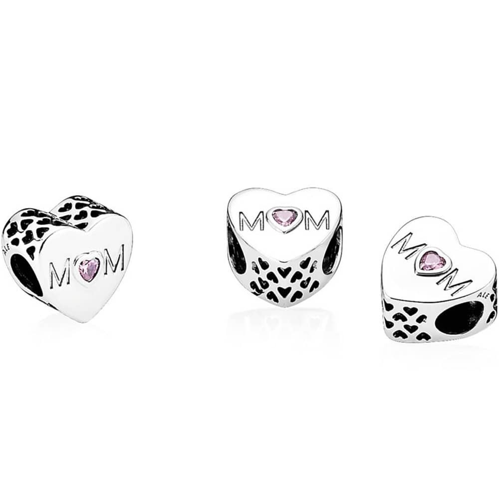 PANDORA Pink Mom Heart Charm 791881PCZ 1