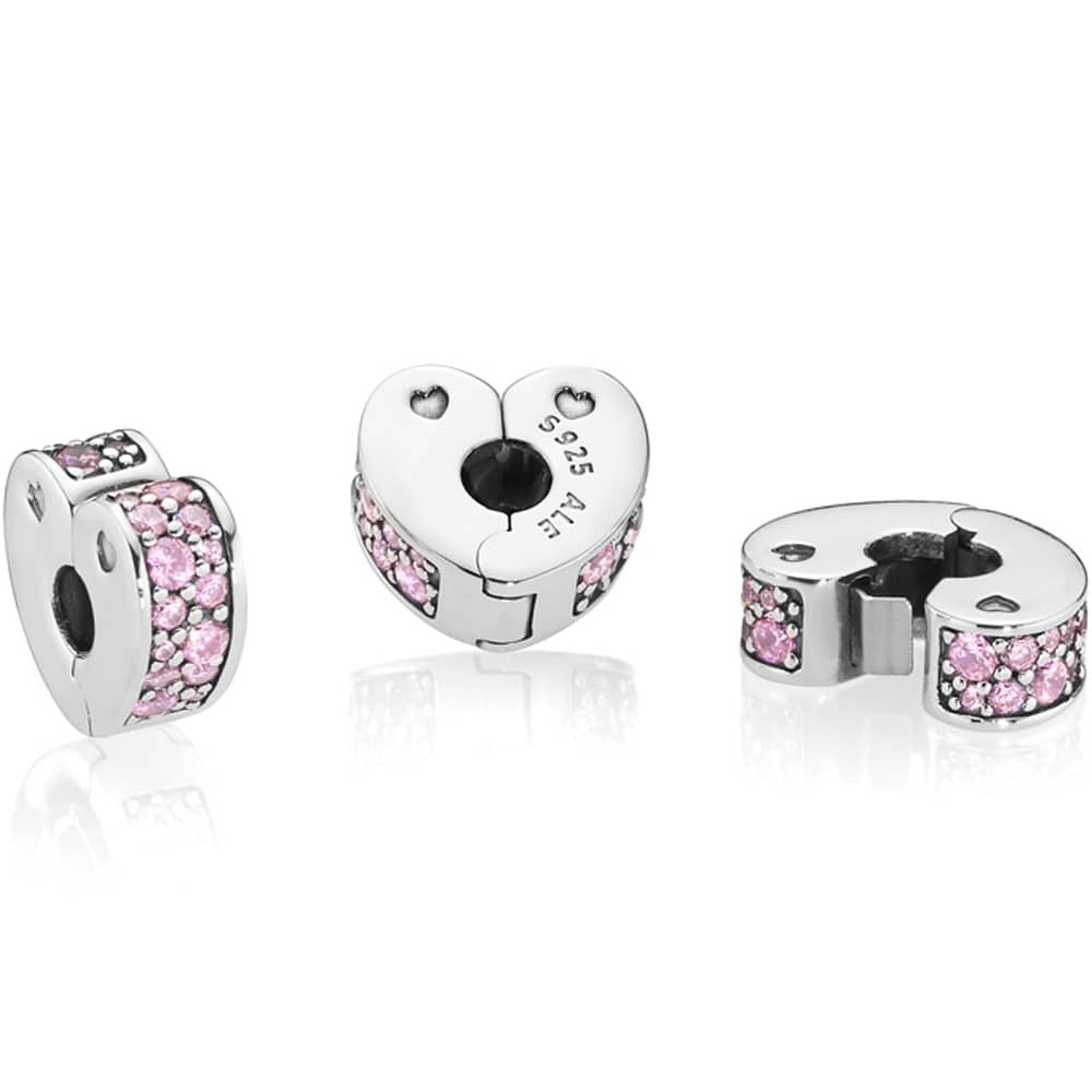 PANDORA Pink Pavé Heart Clip Charm 797020PCZ 1