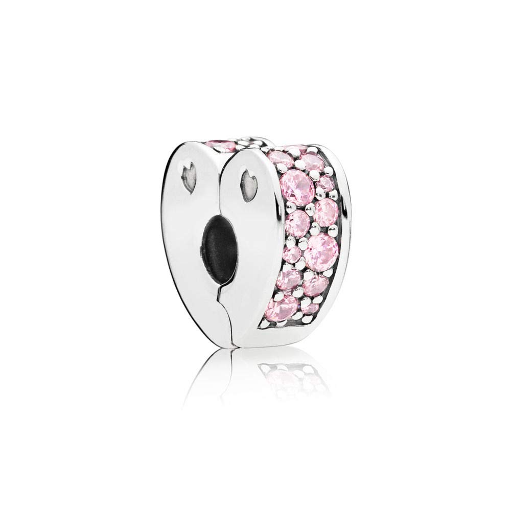 PANDORA Pink Pavé Heart Clip Charm 797020PCZ