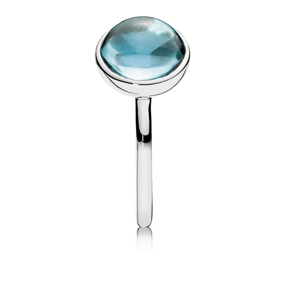 PANDORA Poetic Droplet Ring, Aqua Blue Crystal 190982NAB 1