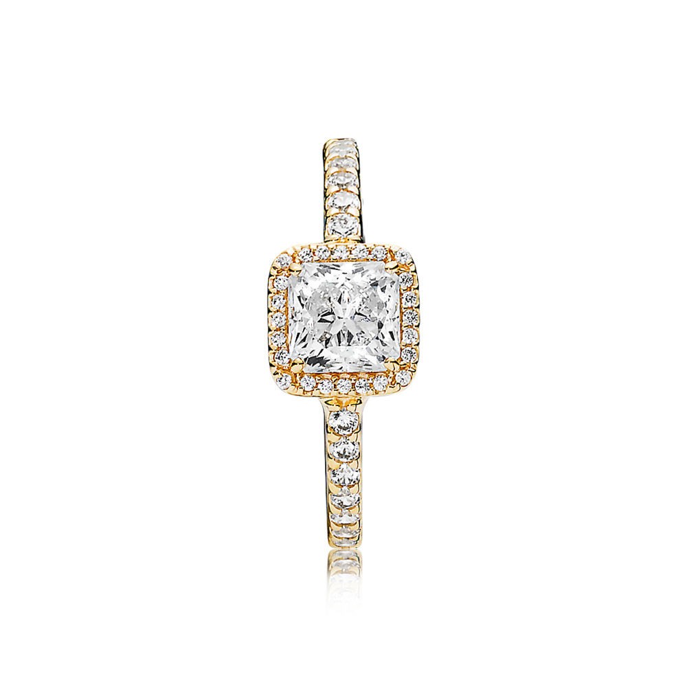 PANDORA Timeless Elegance Ring 14K Gold & Clear CZ 150188CZ 1