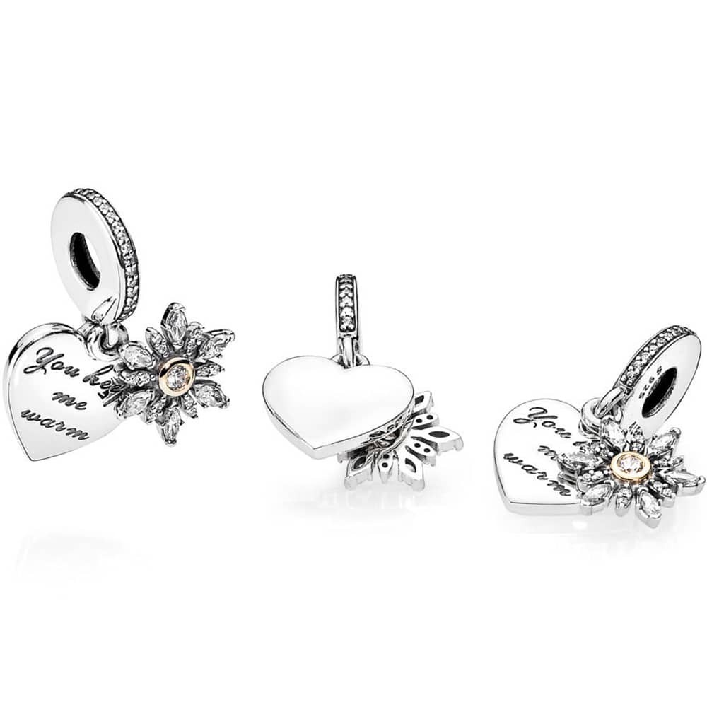 Pandora Sterling Silver Snowflake & Heart Charm 792012CZ 1