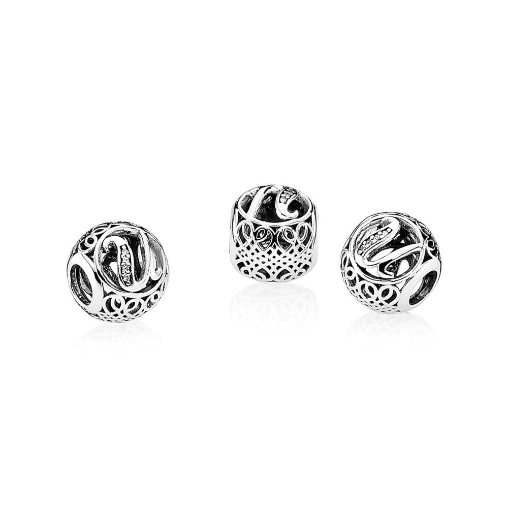 Pandora Sterling Silver Vintage U Charm 791865CZ 1