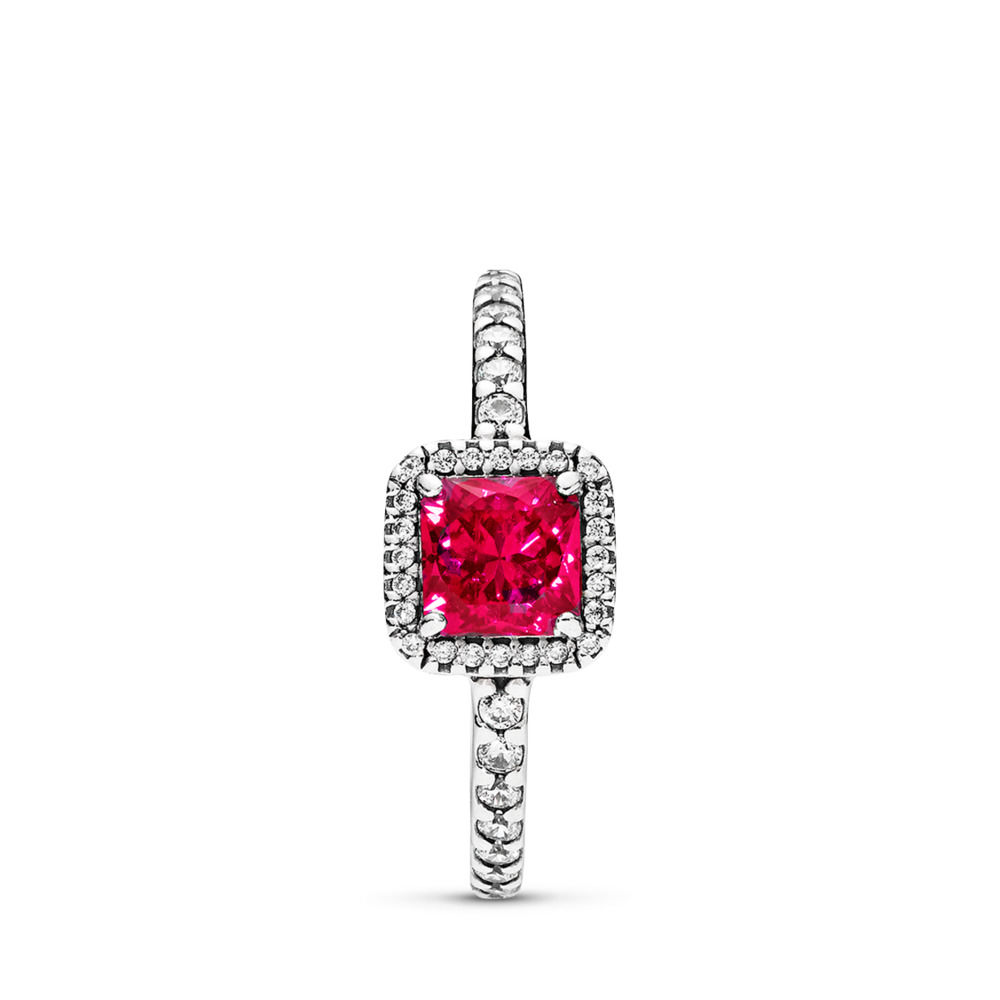 Pandora Timeless Elegance Ring With Synthetic Ruby &Clear CZ 190947SRU